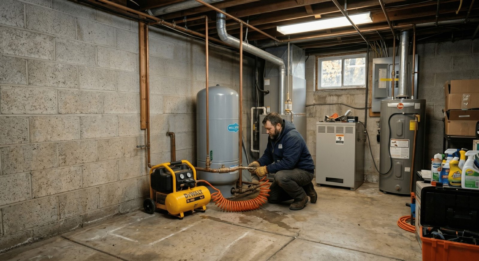 Coppell plumber from Bulwark Plumbing servicing a residential water heater